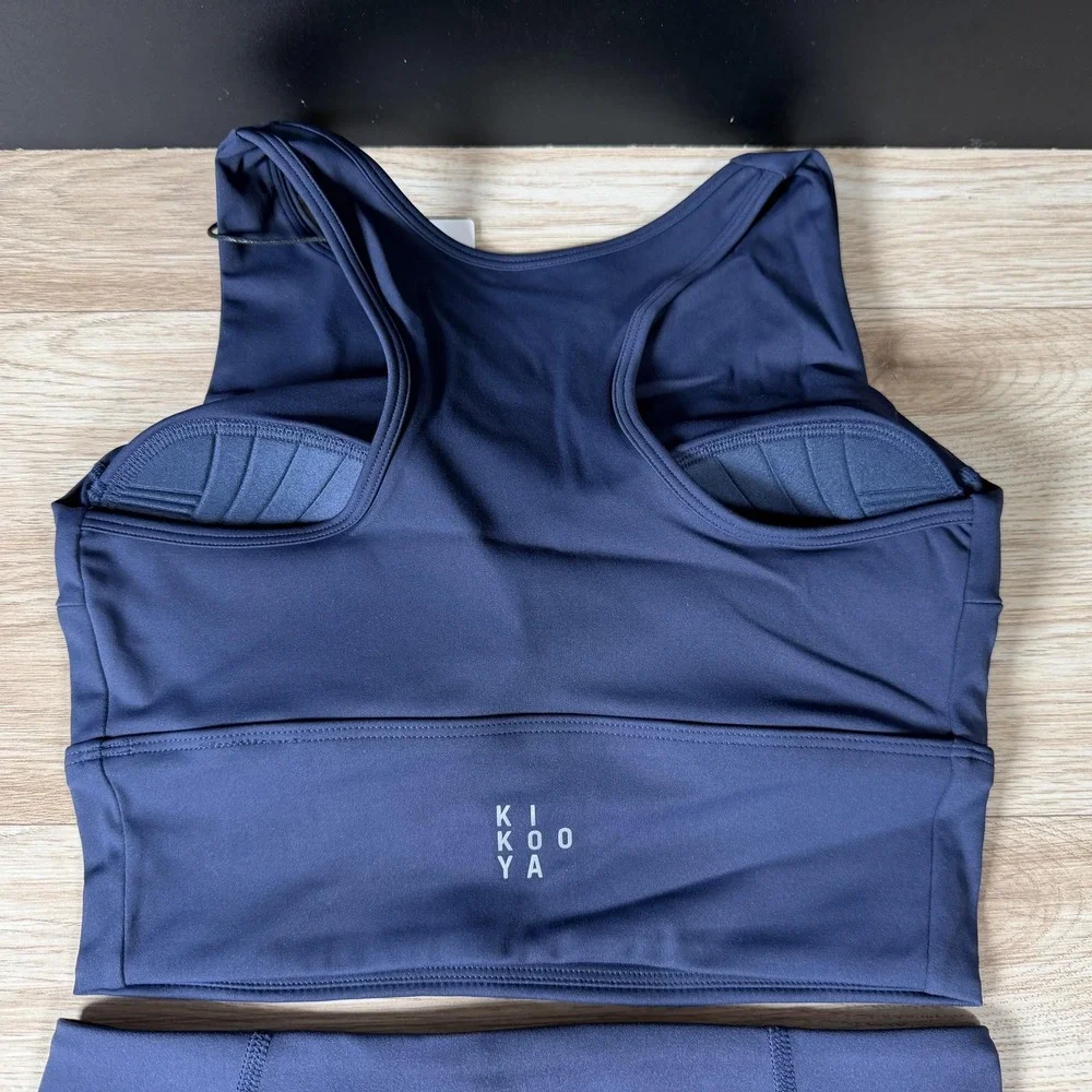 Kikooya Ikon Outfit Womens Small Navy Blue Sports Bra Leggings Matching Set